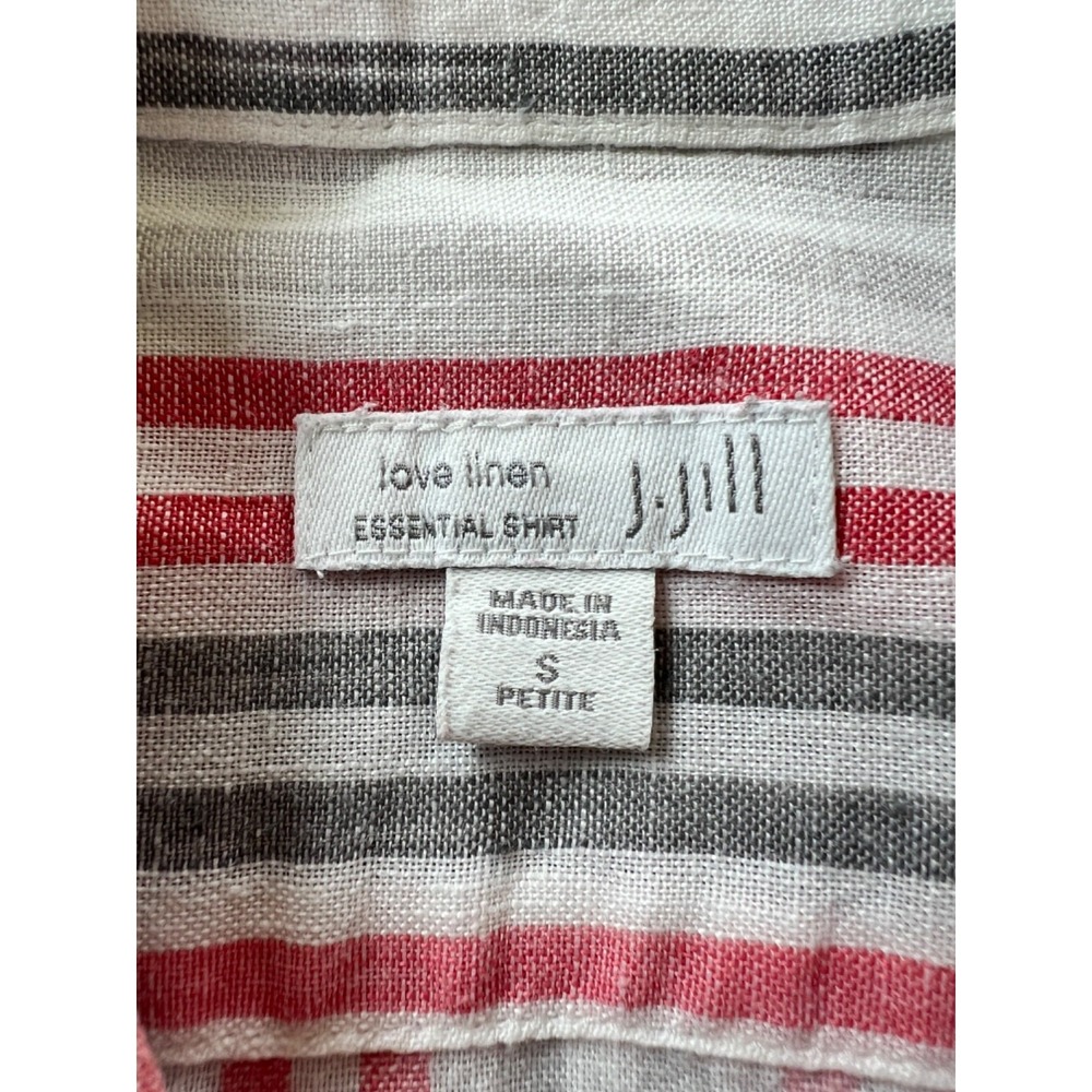 J Jill Love Linen Essential Shirt Button Up Long Sleeve Beachy Striped PS - Picture 3 of 7
